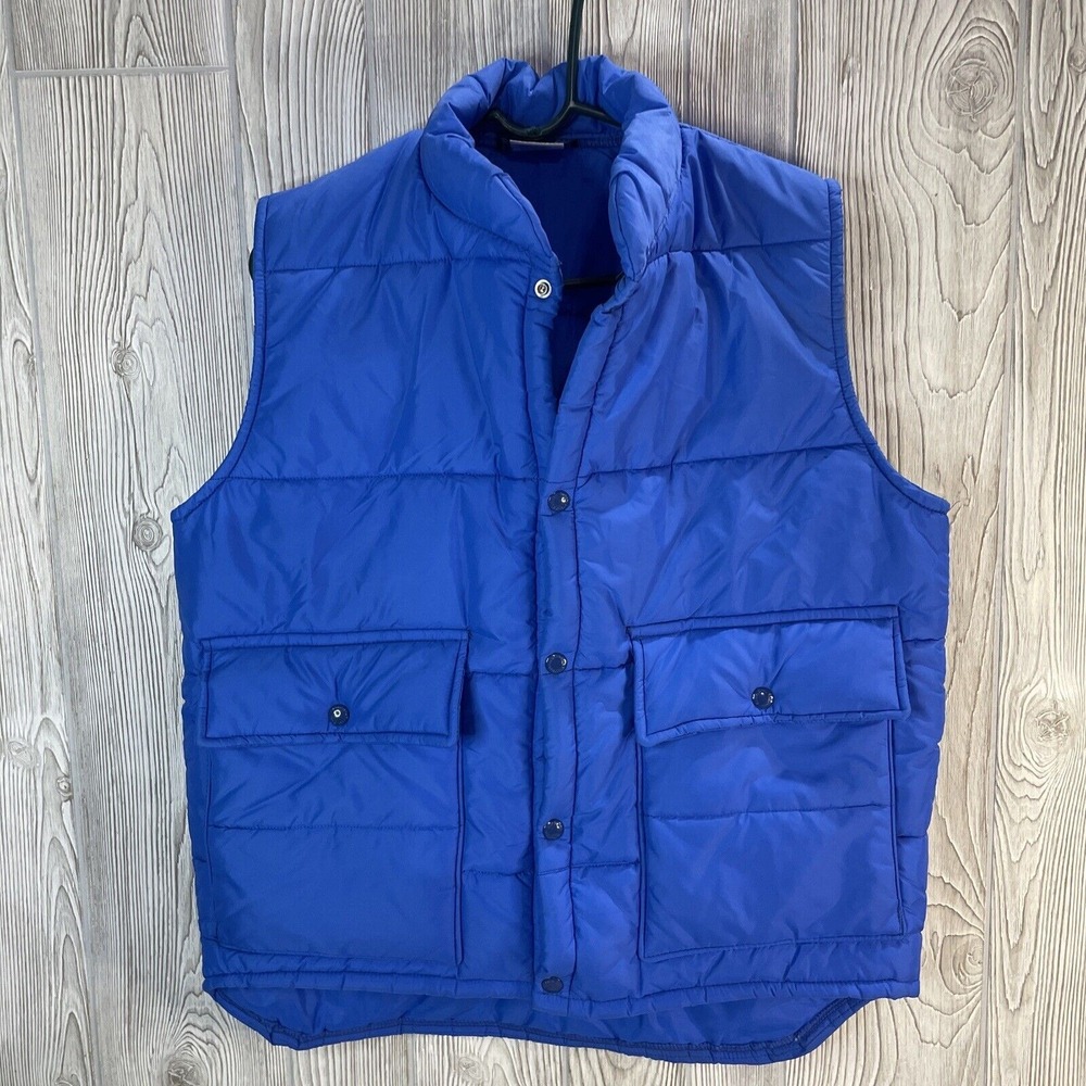 VTG Anheuser-Busch A & Eagle Collection Blue Puffer Vest Mens Medium USA Made